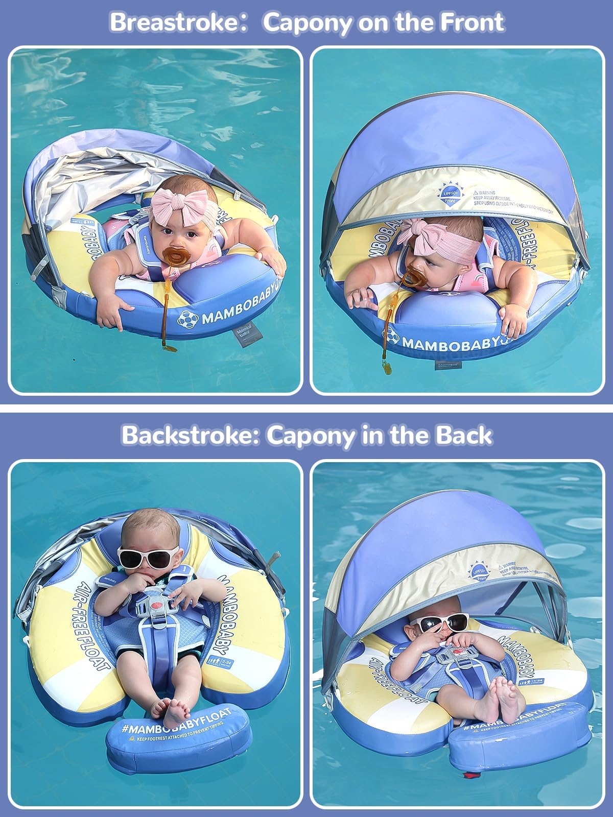 Kalolary Mambobaby dual swimming modes support backstroke and breaststroke play.