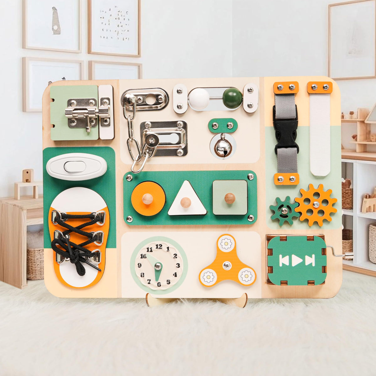 Kalotoys busy board gift-ready packaging with engraving option