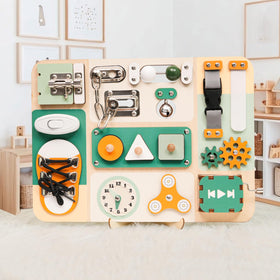 Kalotoys busy board gift-ready packaging with engraving option