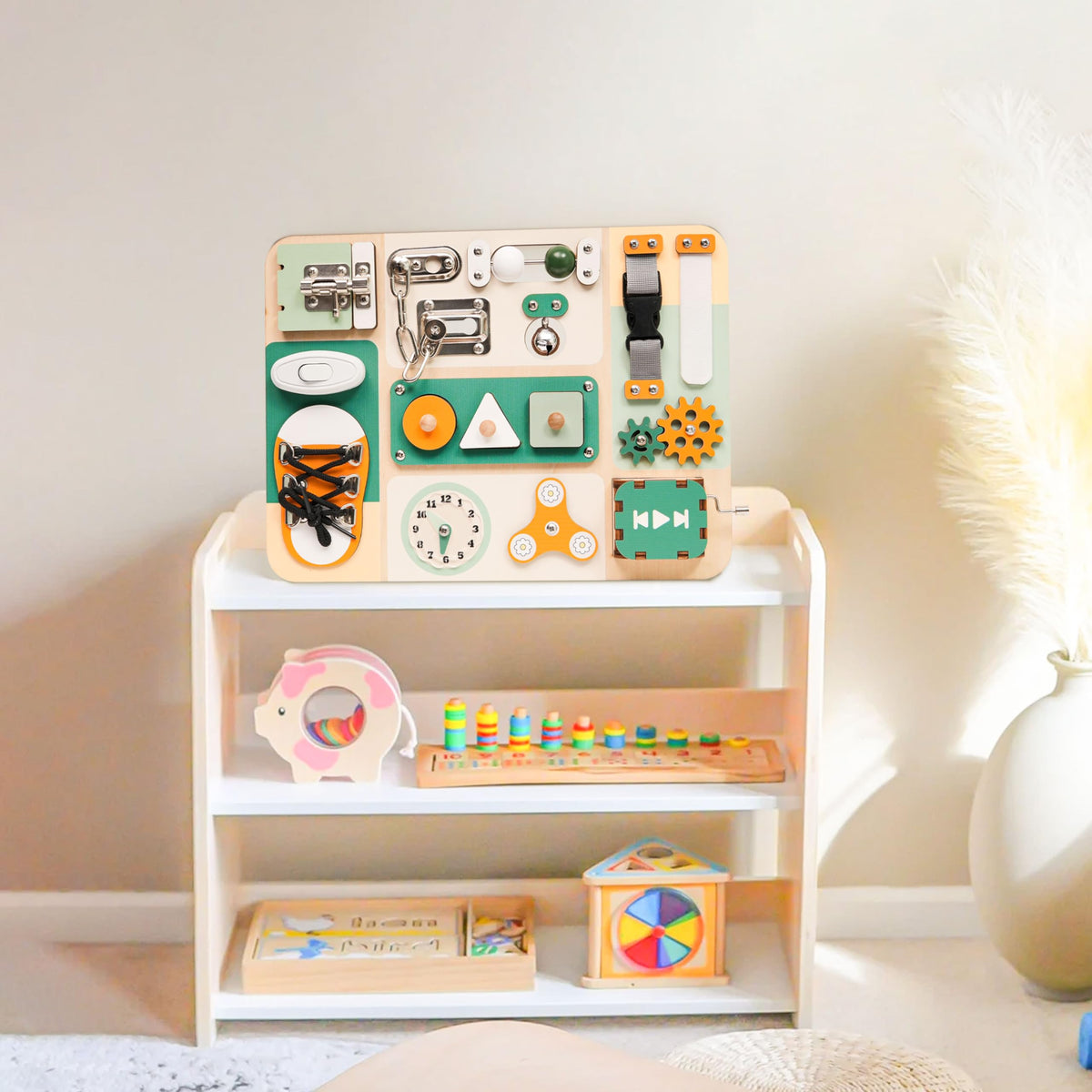 Kalotoys busy board designed to grow with children ages 1 to 3
