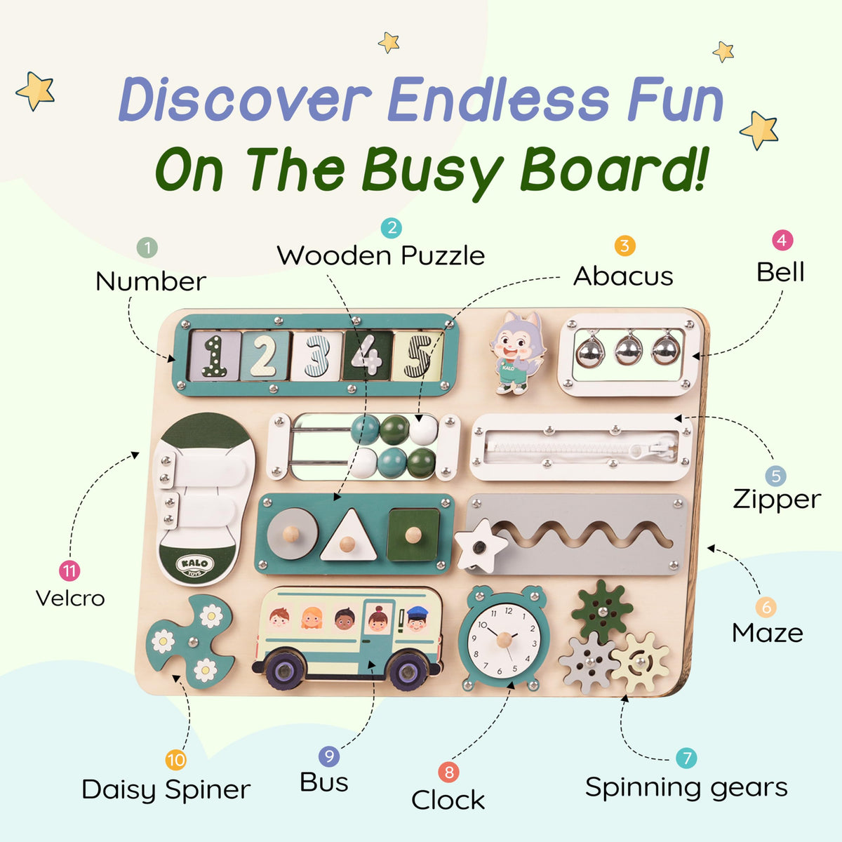 Kalotoys large busy board number cards support early math recognition
