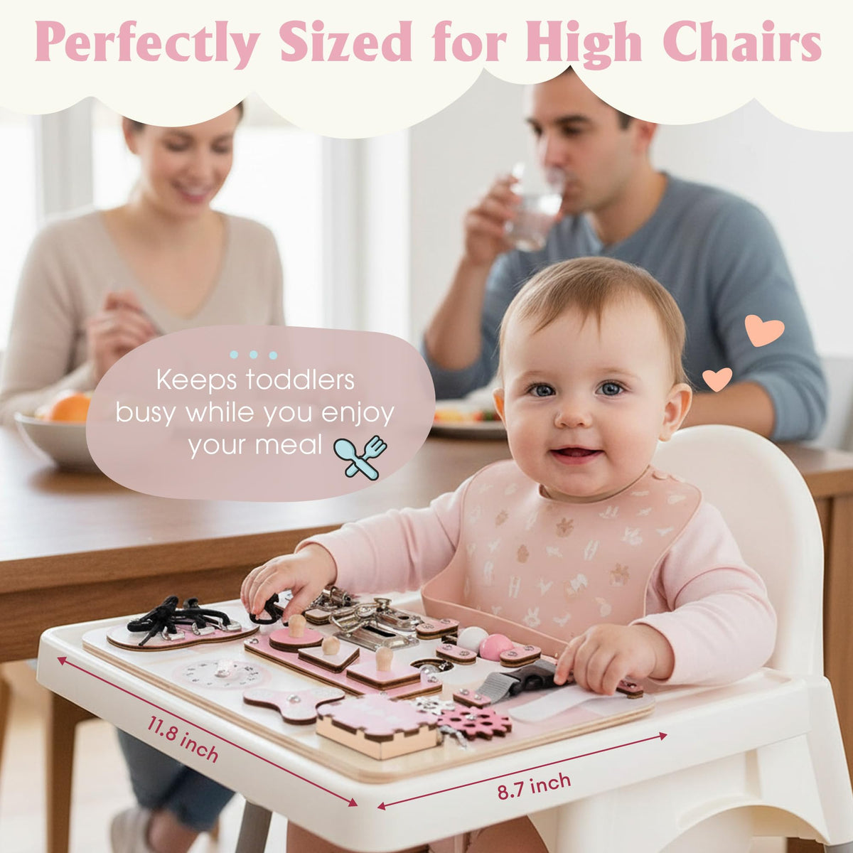 KALOTOYS Busy Board chain lock demonstrating cause and effect learning