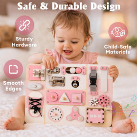 KALOTOYS Busy Board travel size fits in bags for quiet on the go