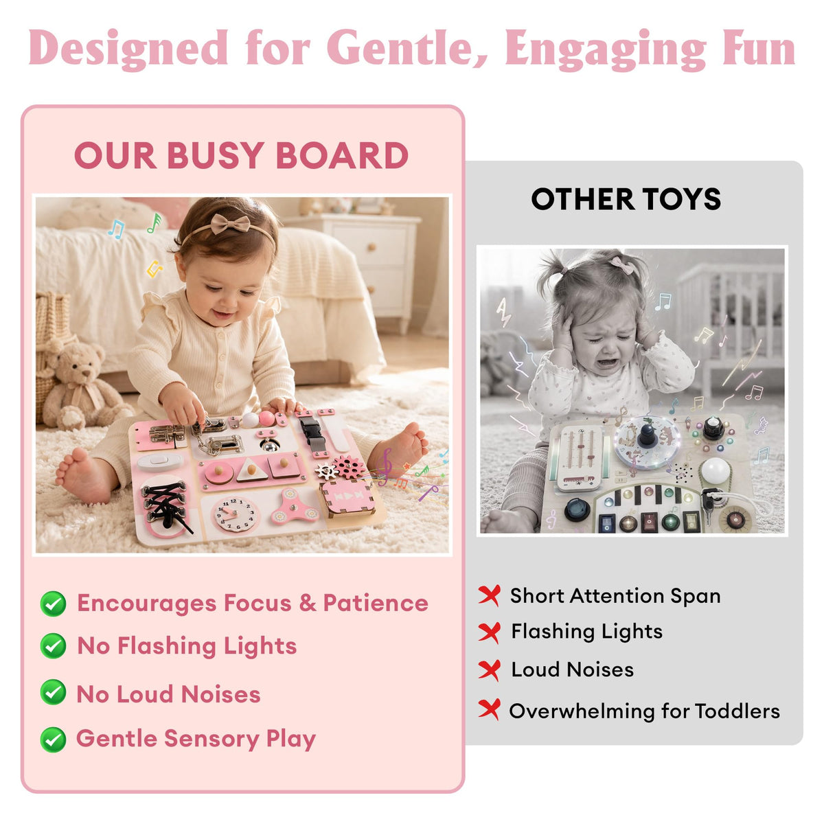 KALOTOYS Busy Board Velcro and shoelace activity for practical life skills