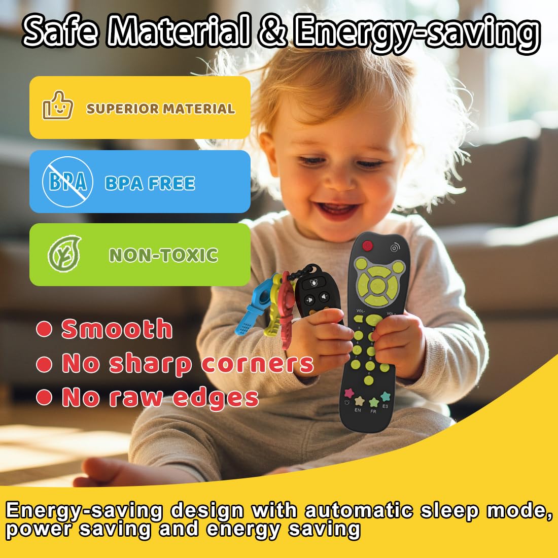 KALUYA remote with soft lights and over 60 sounds for sensory engagement.