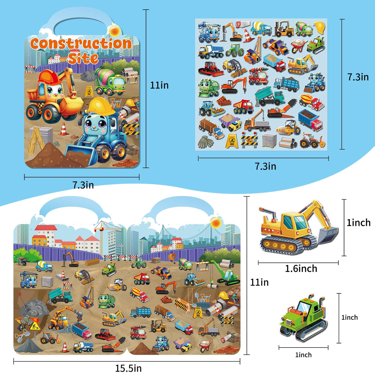 Kalysky 12-set construction site stickers for hands-on scene building