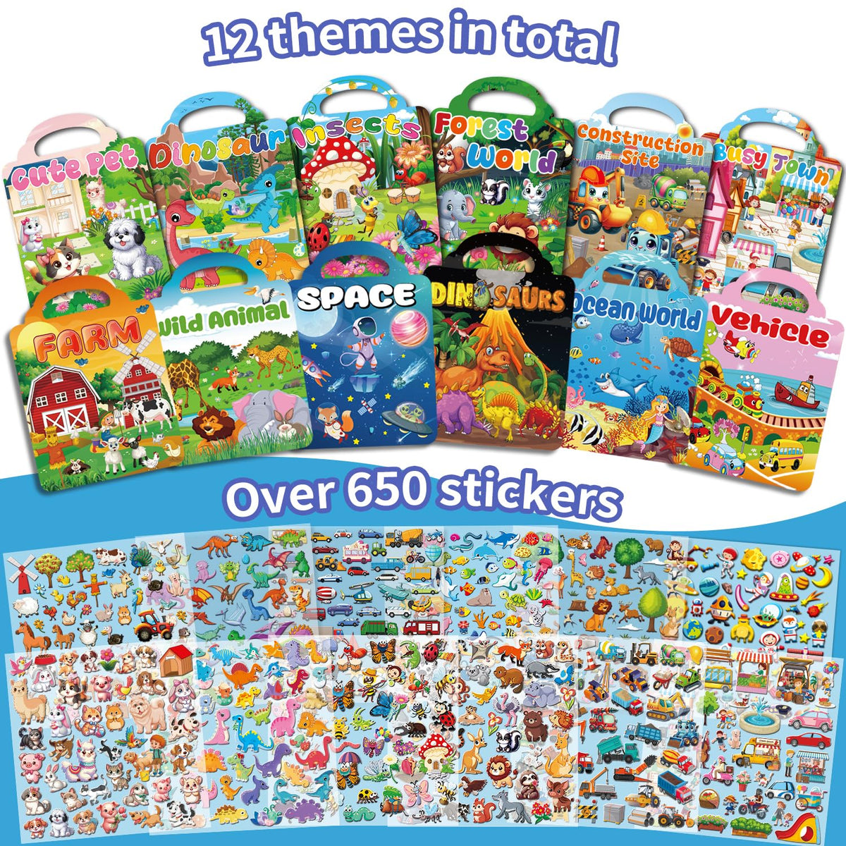 Kalysky 12-set insect theme stickers for color and exploration during playtime