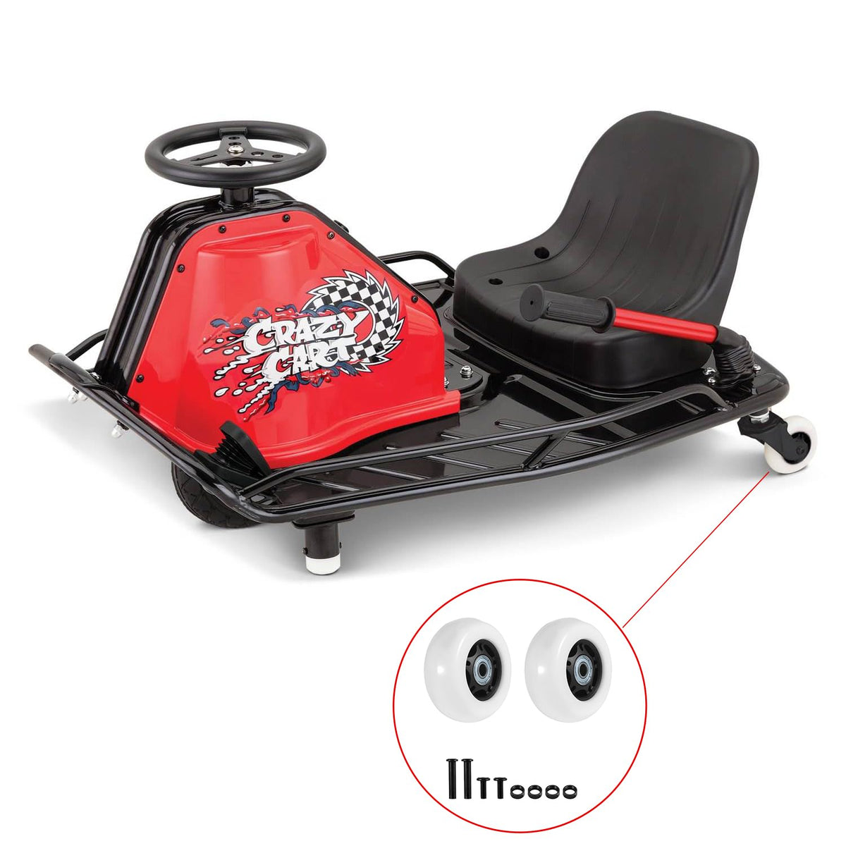 KAMIER caster wheel 76mm-30mm for Razor Crazy Cart XL supports durable, steady rides