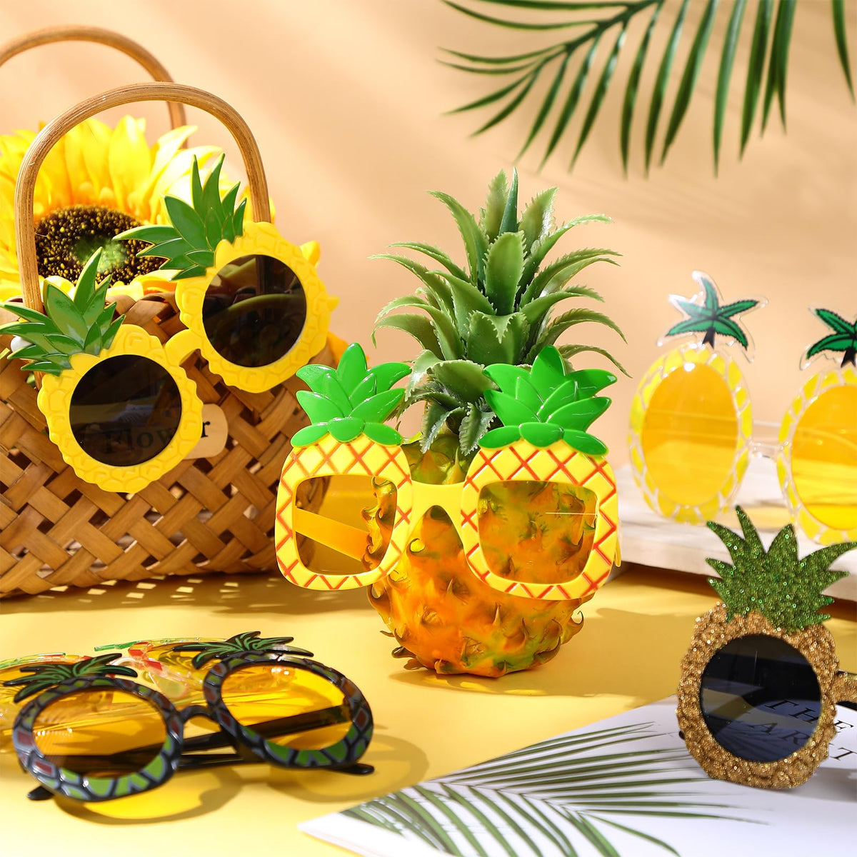 Kanayu pineapple sunglasses serve as bold Luau photo props.