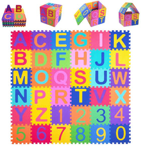 Kangler Kids foam puzzle mat assembled with alphabet letters and numbers for learning play