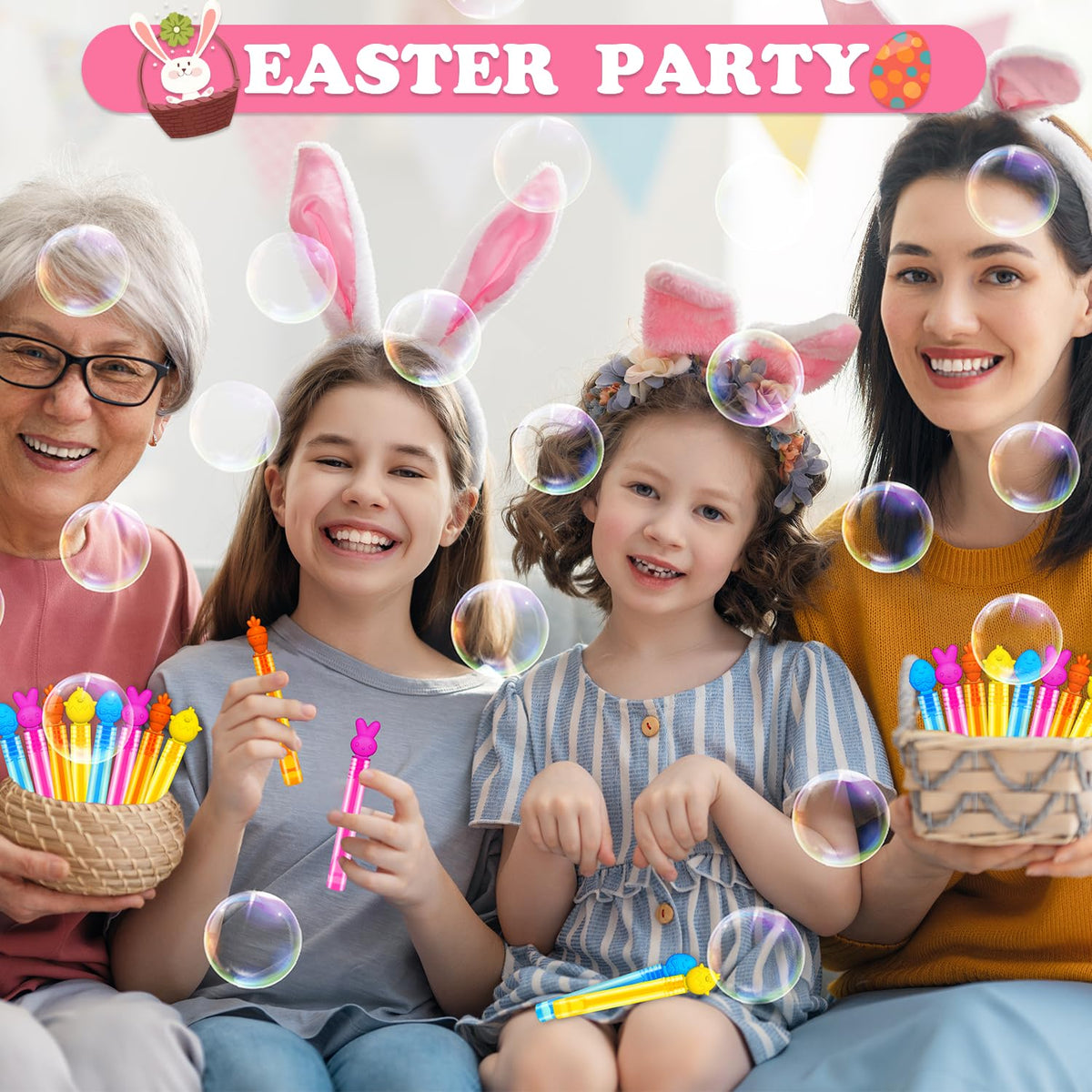 Kannove Easter mini bubble wands in a colorful set for kids playtime