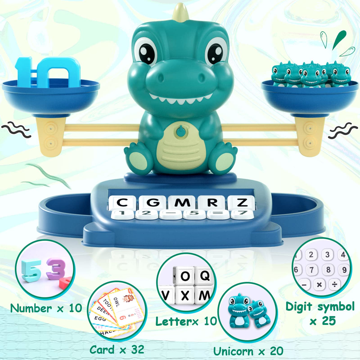 Kaodezhu dinosaur trays and weights—organized counting and sorting activities