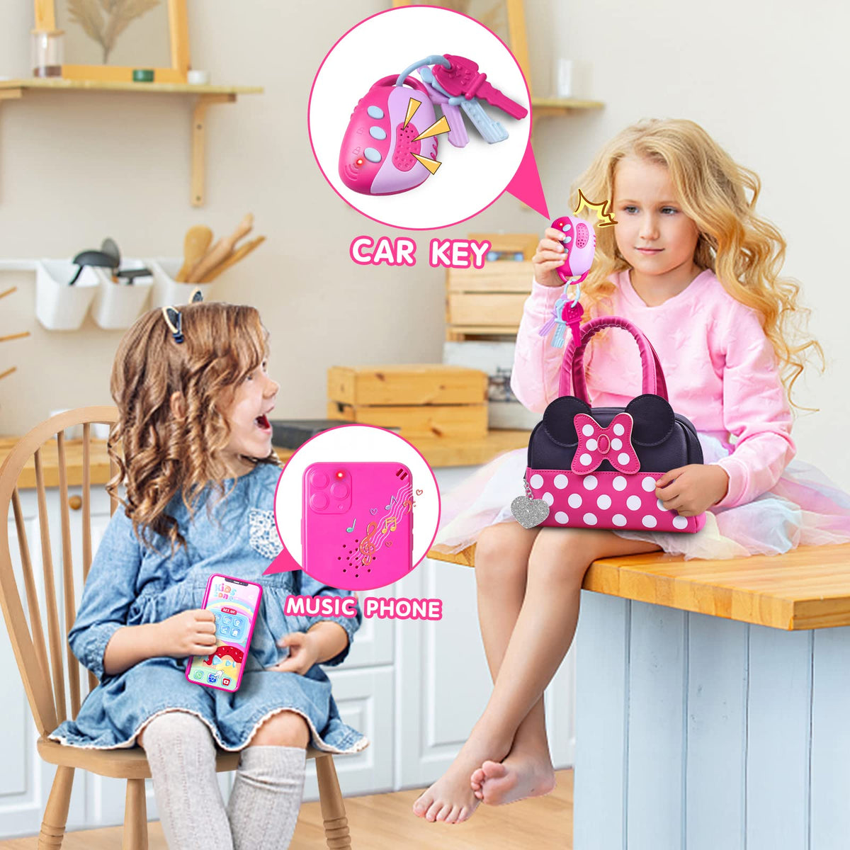 Kaodezhu pretend purse remote control adds interactive light and sound effects