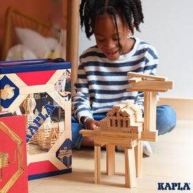 KAPLA kids building a tower demonstrates open-ended play and spatial thinking
