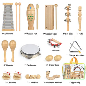 Kaqinu wooden shaker close-up, sensory play boosts engagement.