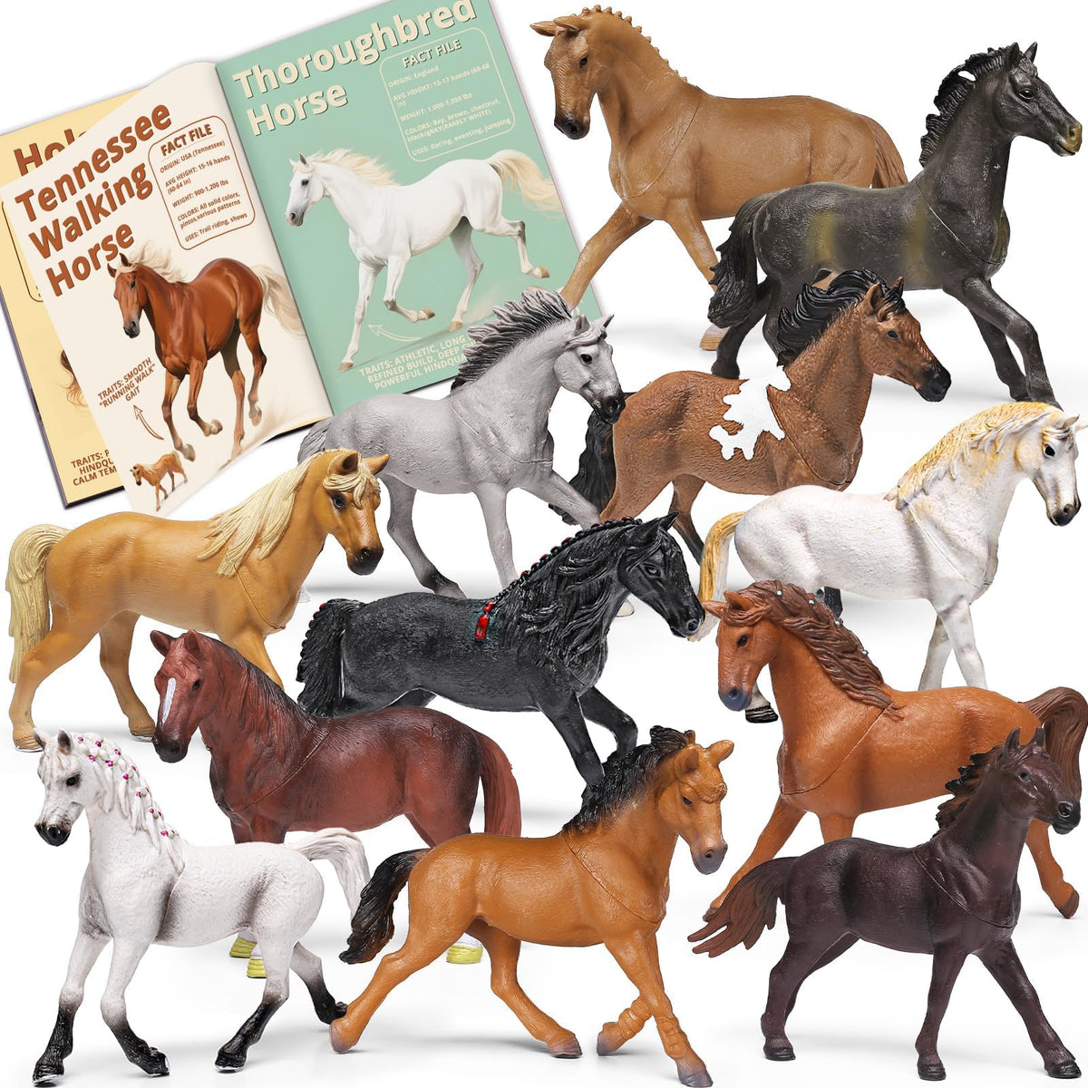 KarberDark 12-pack horse toys set for imaginative play and display