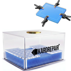 Kardrepair acrylic flattening plates demonstrate even pressure for gentle restoration.
