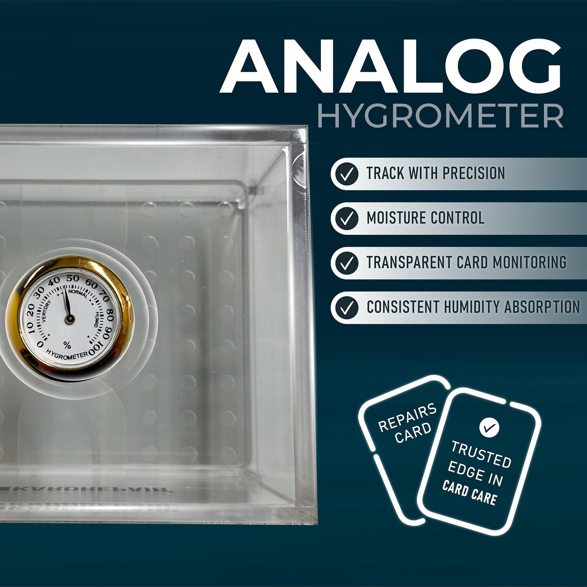 Kardrepair hygrometer helps monitor humidity in real time during restoration.