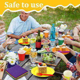 Karenhi rainbow tableware set, complete disposable solution for events.