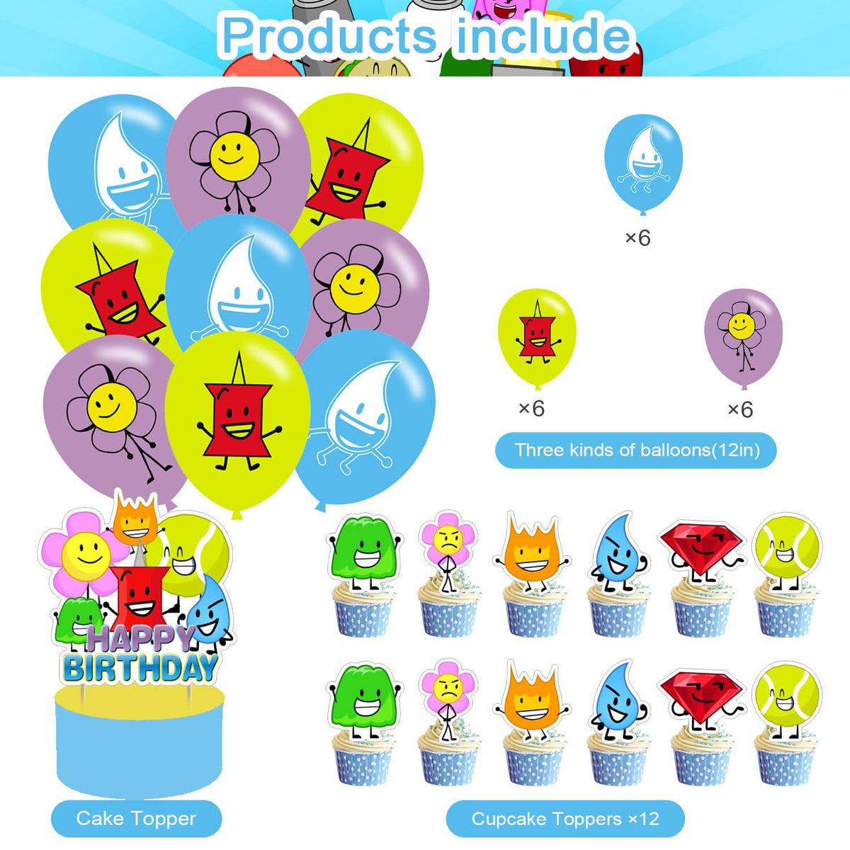 Karg Battle-Dream Island large cake topper serves as a bright centerpiece option.