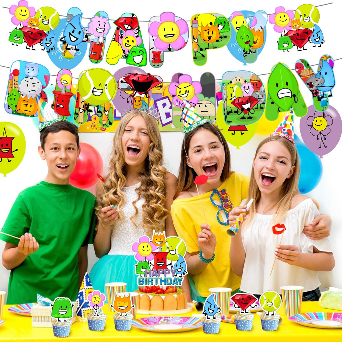 Karg Battle-Dream Island party supplies package simplifies decorating tasks.