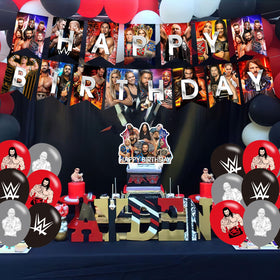 Karg wrestling cupcake toppers 24 pieces in 6 designs coordinate treats across the table.