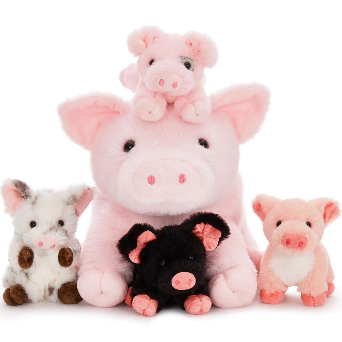 Karister 16-inch mommy pig plush with zippered belly for interactive playtime.