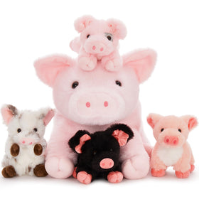 Karister 16-inch mommy pig plush with zippered belly for interactive playtime.