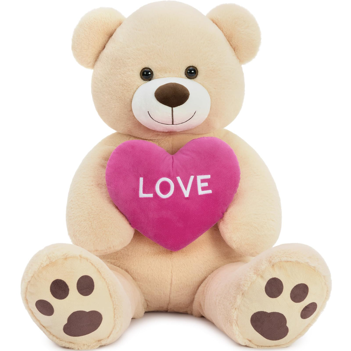 Karister 36-inch tan teddy bear with red heart for comforting hugs