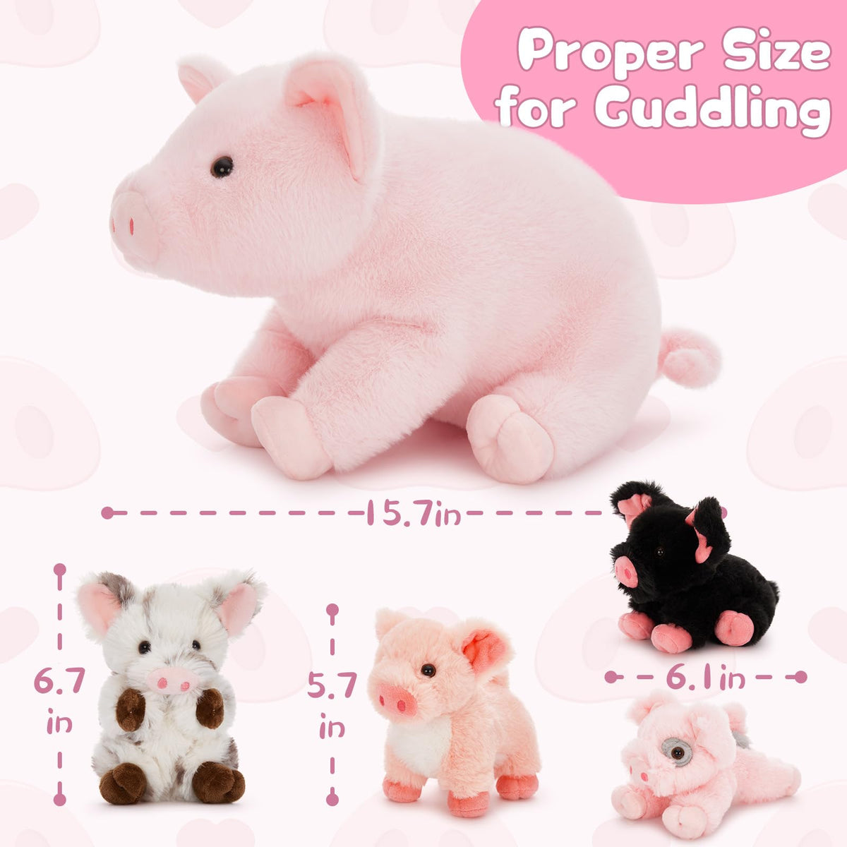 Karister pig family plush with four babies tucked inside mommy pig's belly.