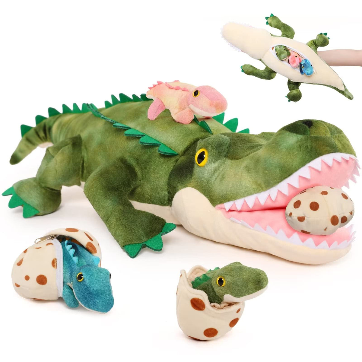 Karister 7Pcs alligator plush, giant crocodile for cuddling and imaginative play.