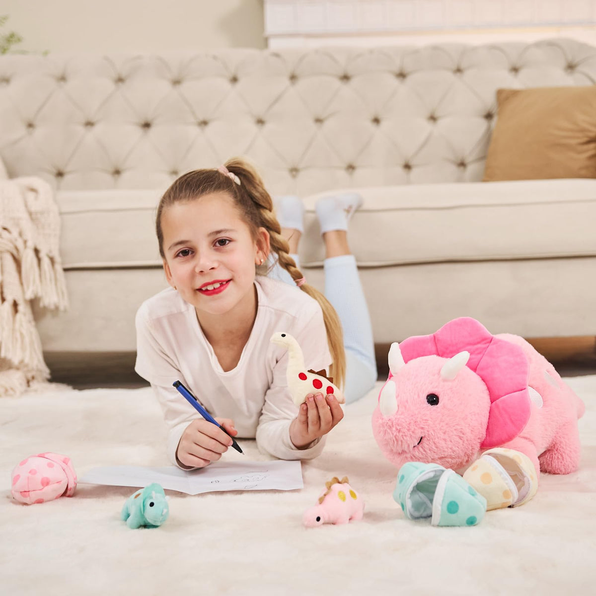 Karister baby Diplodocus plush with long tail design perfect for hugs and display.