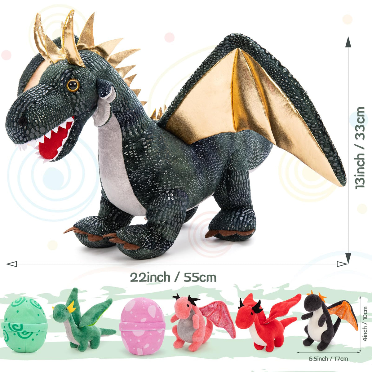 Karister dragon baby plush figures for sharing and cooperative imaginative play.