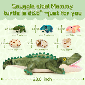 Karister mother alligator belly unzip reveals babies, encouraging curiosity and interactive play.