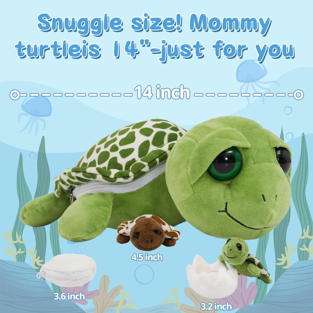 Karister turtle with babies inside the shell for storytelling play