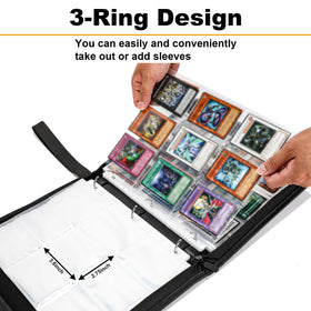 KarlyPro YGO binder open inside showing double-sided 18-pocket sheets