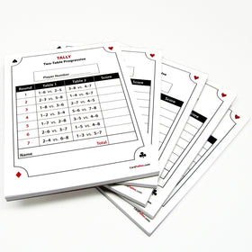 Kartego Progressive Score Pads 2-Table open pages showing 50 sheets per pad for efficient tracking