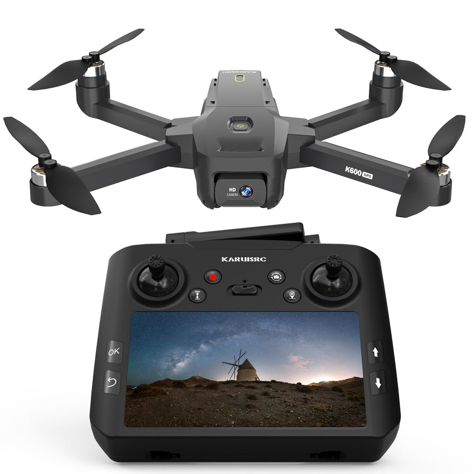 karuisrc GPS FPV drone front view with immersive live feed for beginners