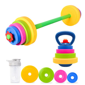Kasebro barbell 3-in-1 for kids with adjustable water weights aids growing strength