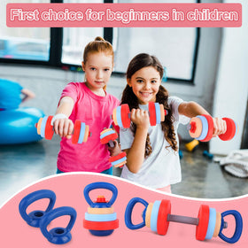 Kasebro bright colors on dumbbells attract kids to active play.