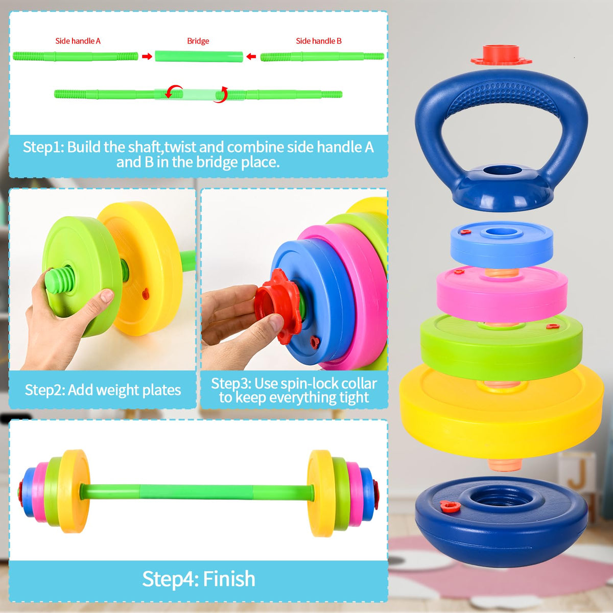 Kasebro barbell features color-coded plates for easy weight recognition