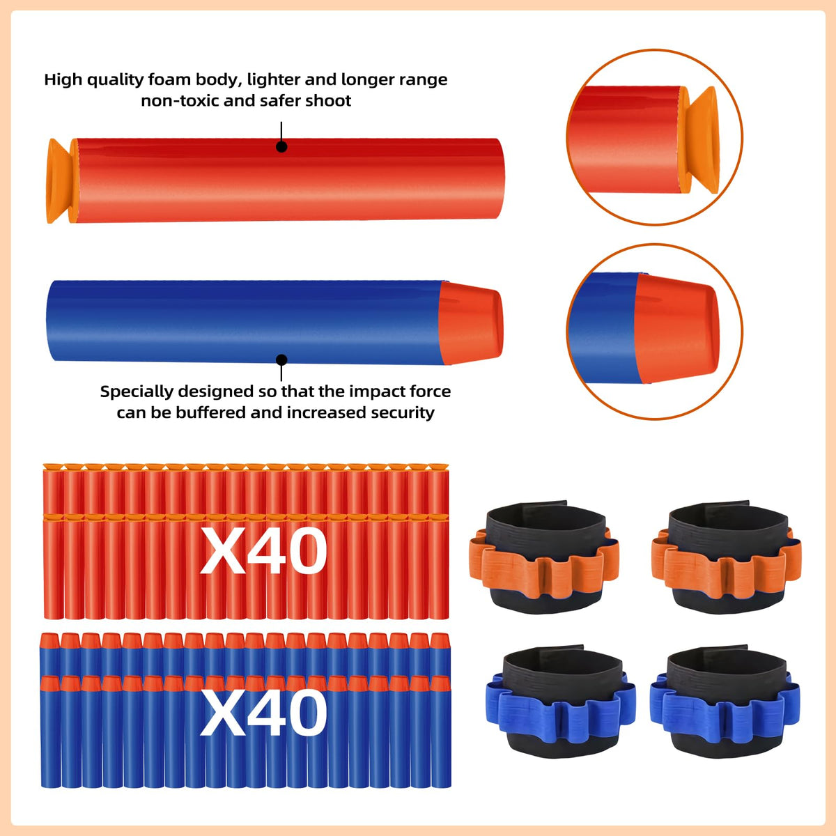 Kasebro foam darts 80-count refill for continuous action.