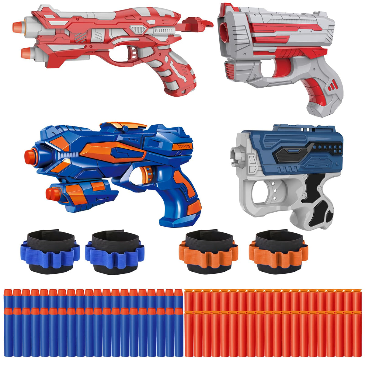 Kasebro four-pack blaster set packshot for immersive team battles.