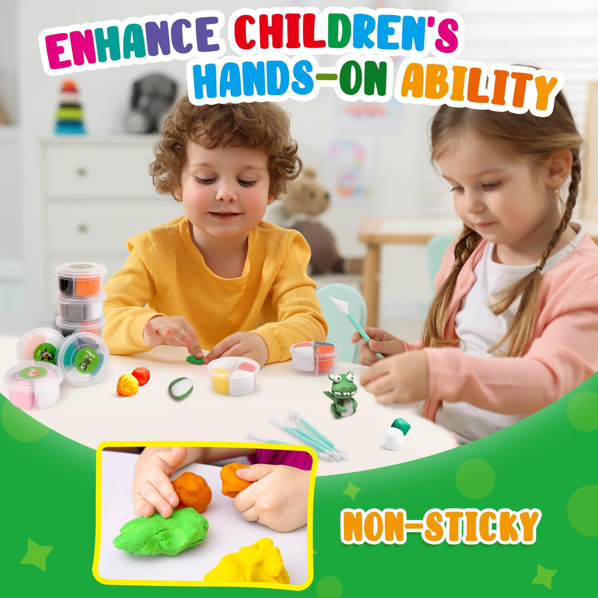 KASFALCI Air Dry Clay Kit colorful clay pack helps easy shaping and mess-free crafting.