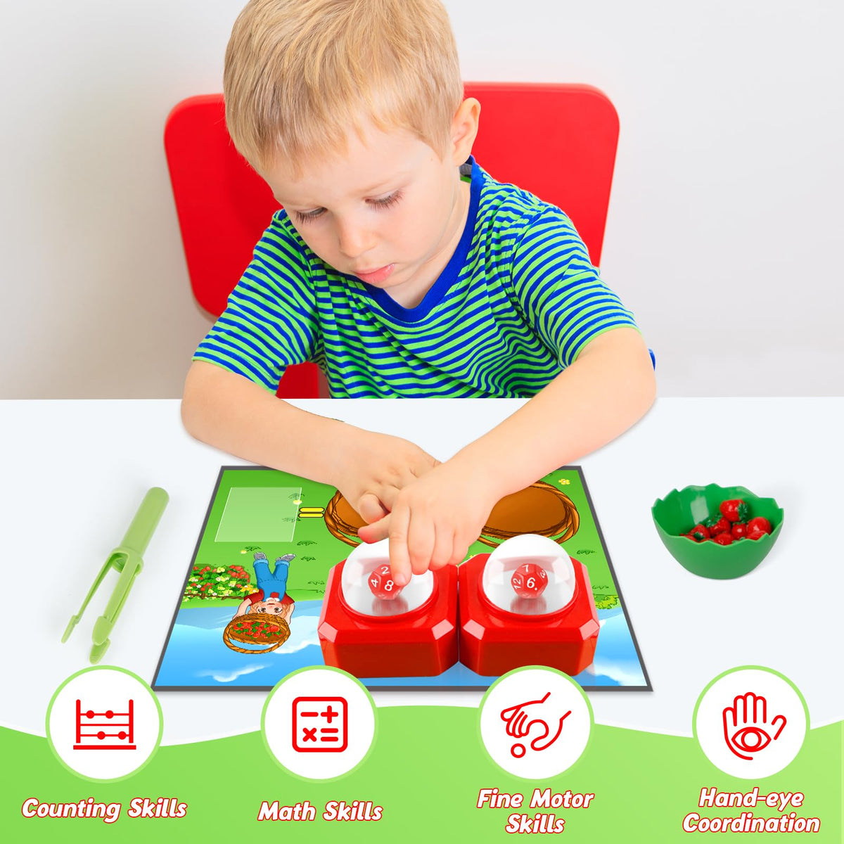 KASFALCI bowl and tongs for organized counting activities