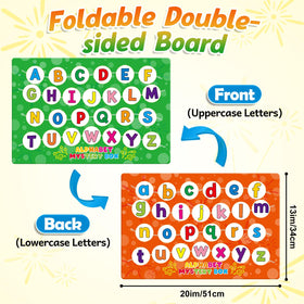 KASFALCI double-sided board shows uppercase and lowercase letters for matching.