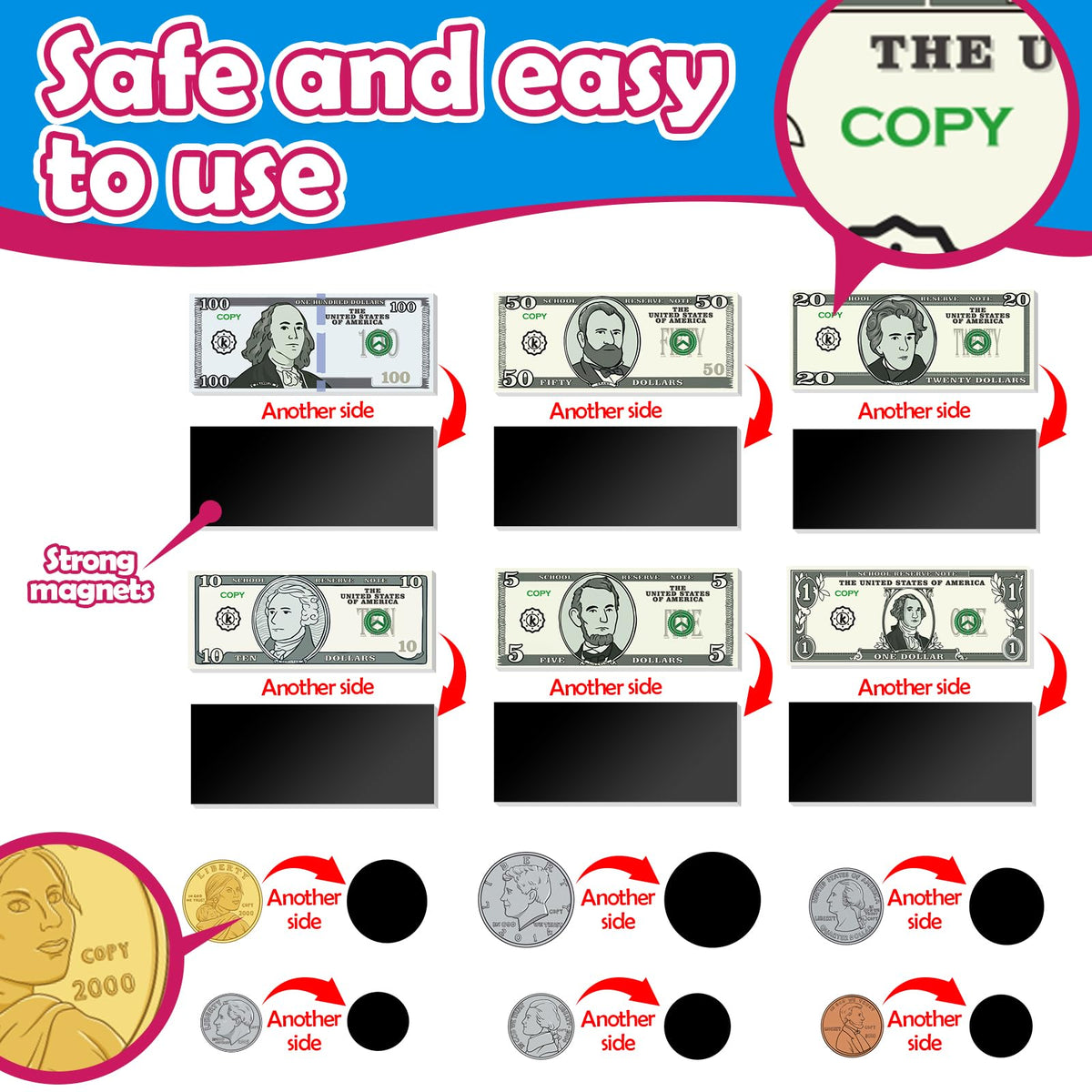 Kasfalci magnetic money store-play scene, engaging pretend shopping experience.