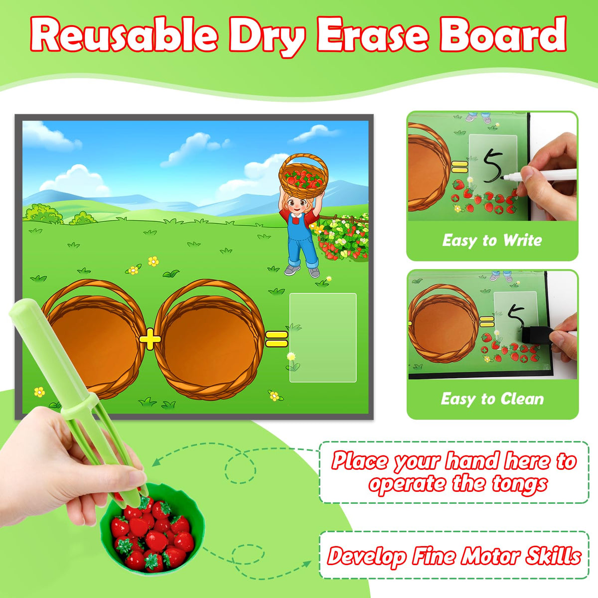 KASFALCI plastic strawberries used as counting tokens for hands on math