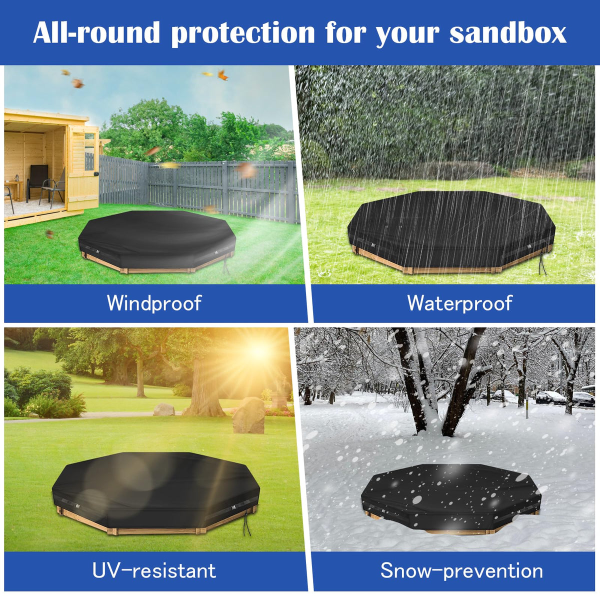 Kasla Octagon Sandbox Cover features 500D Oxford cloth for durability.