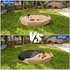 Kasla Octagon Sandbox Cover shows diagonal buckles and a drawstring for a secure fit.